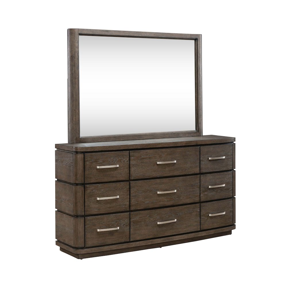 Queen Panel Bed with LED Touch Light, Dresser & Mirror  - Satin Espresso