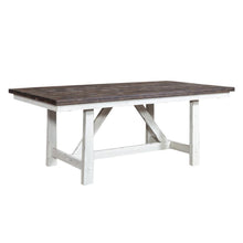 Farmhouse 7 Piece Trestle Table Set in Two Tone White w/ Wood Tone Top