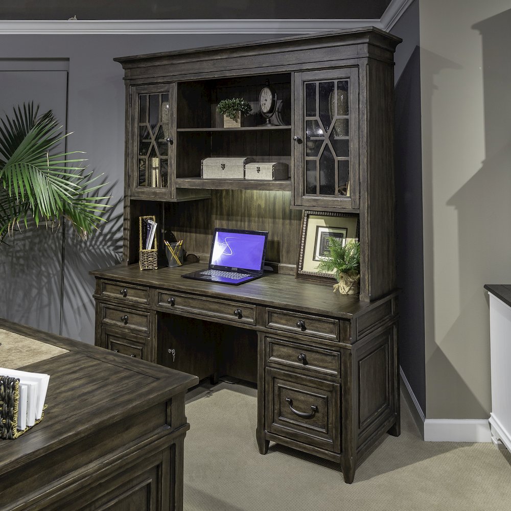 Credenza & Hutch in Rubberwood Solids w/ Split Heart White Oak Veneers