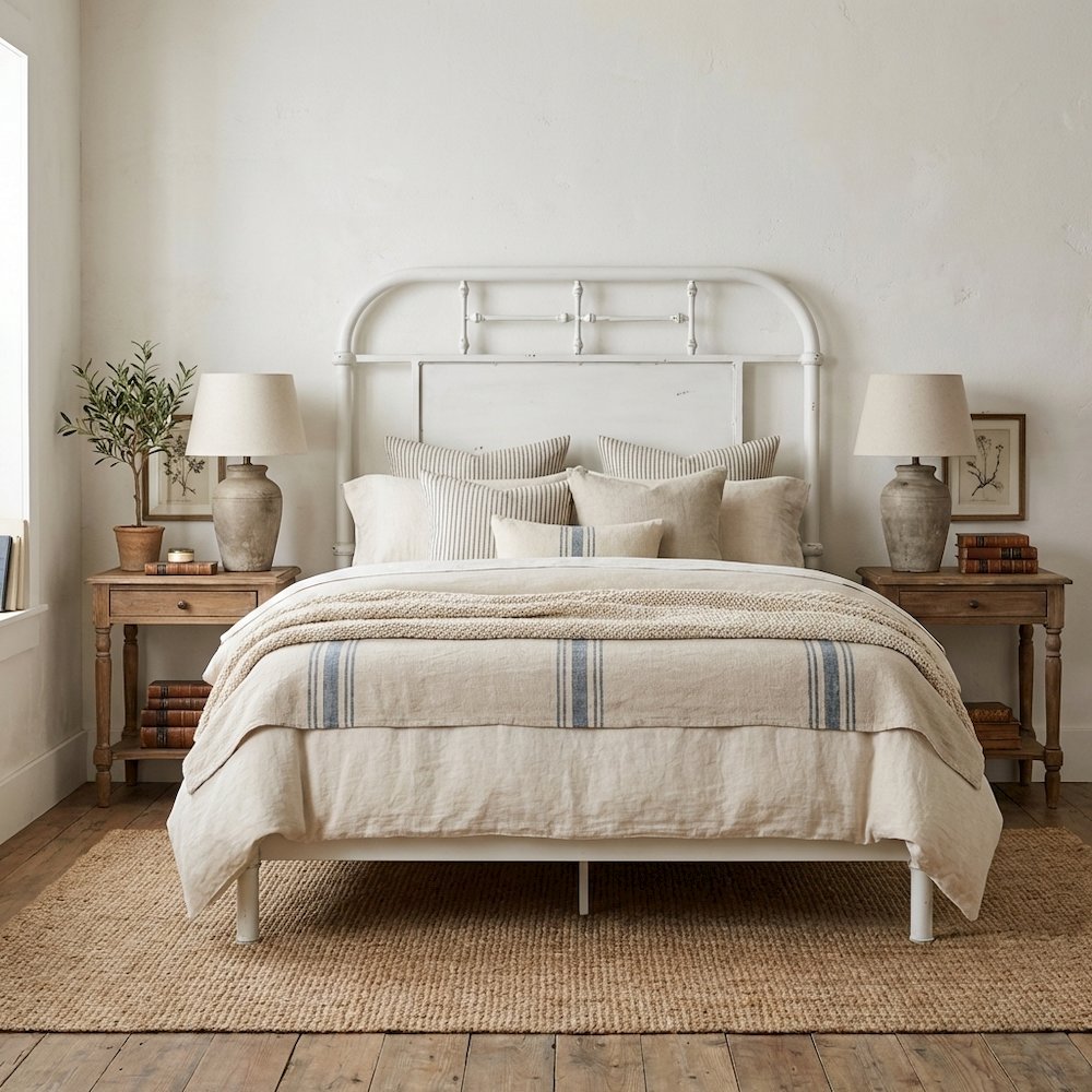 Distressed Metal Twin Headboard Vintage Style Metal Tube Frame