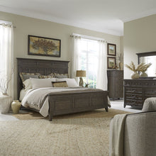 Paradise Valley Queen Panel Bed, Dresser & Mirror, Chest - Saddle Brown