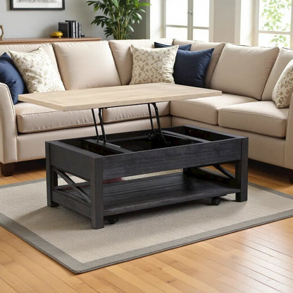 Black Lift Top Cocktail Table – Living Room Center Table and Coffee Table