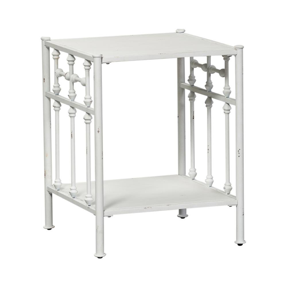 Metal Nightstand - Antique White, Small Metal Side Table for Bedroom