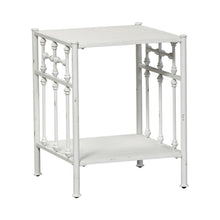 Metal Nightstand - Antique White, Small Metal Side Table for Bedroom