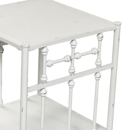 Metal Nightstand - Antique White, Small Metal Side Table for Bedroom
