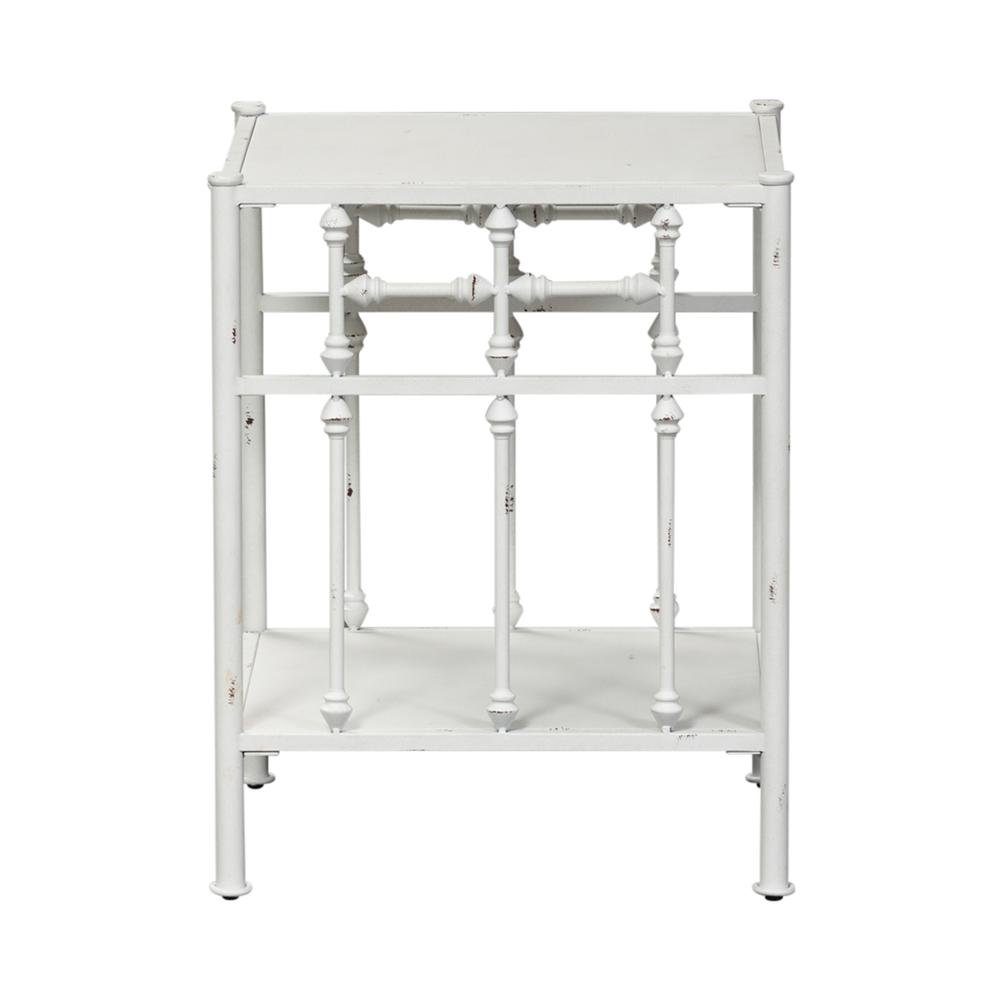 Metal Nightstand - Antique White, Small Metal Side Table for Bedroom