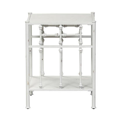 Metal Nightstand - Antique White, Small Metal Side Table for Bedroom