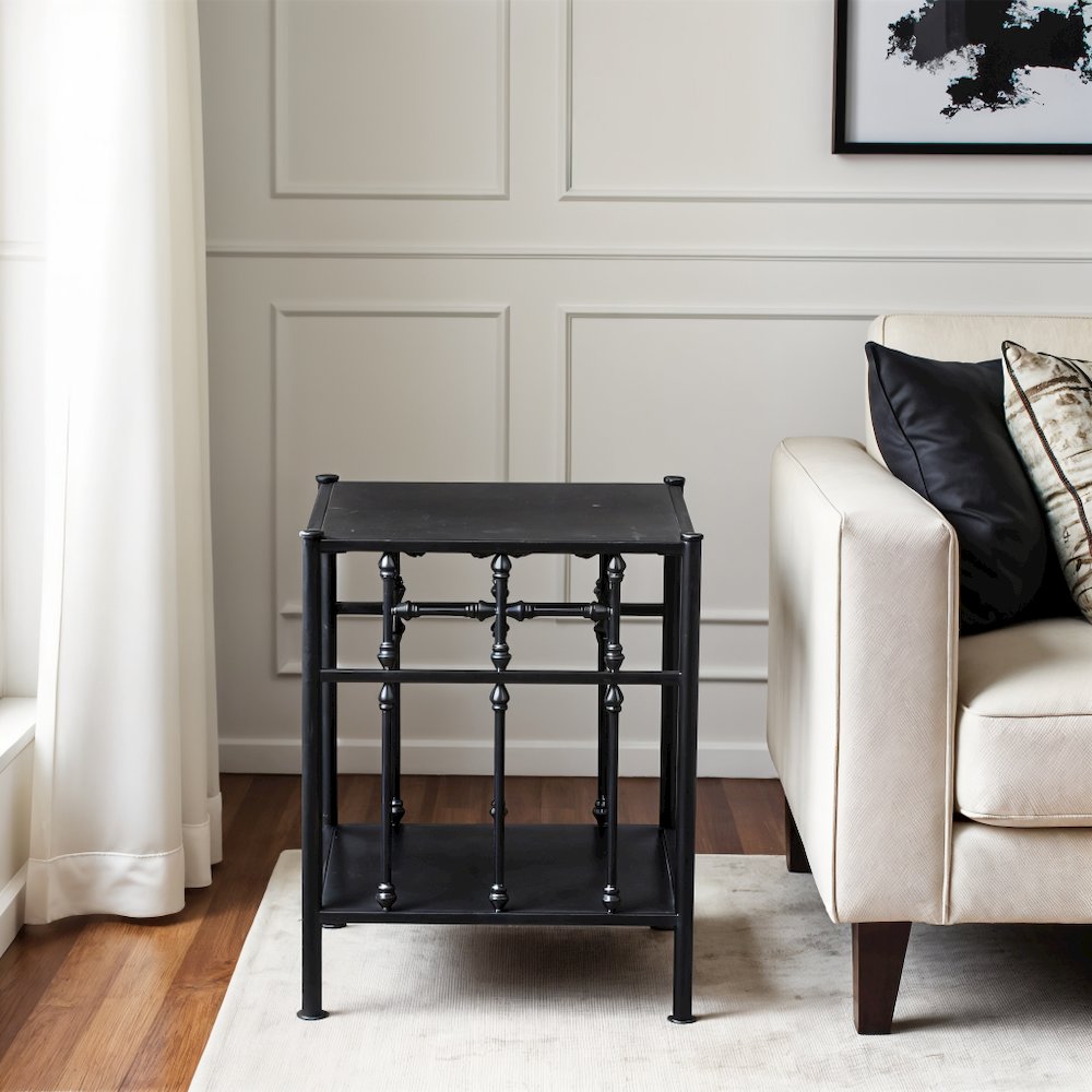 Black Metal Nightstand – Stylish Metal Side Table for Bedroom or Living Room