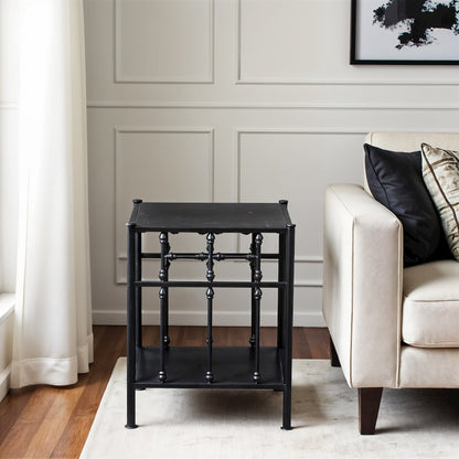 Black Metal Nightstand – Stylish Metal Side Table for Bedroom or Living Room