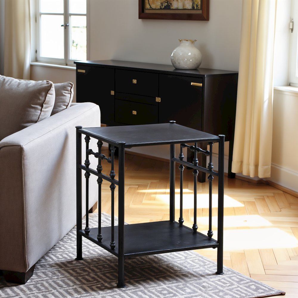Black Metal Nightstand – Stylish Metal Side Table for Bedroom or Living Room