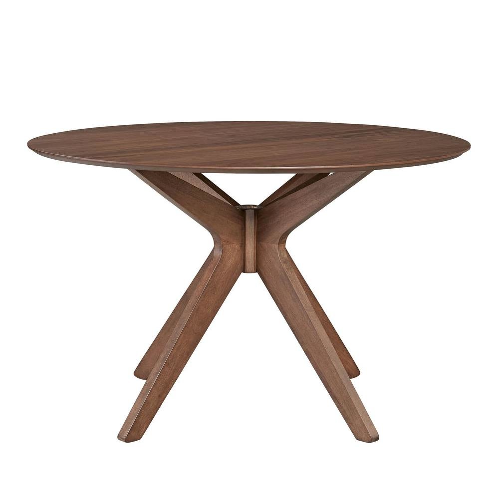 Brown Round Pedestal Dining Table – Elegant Dining Table for 4 Persons