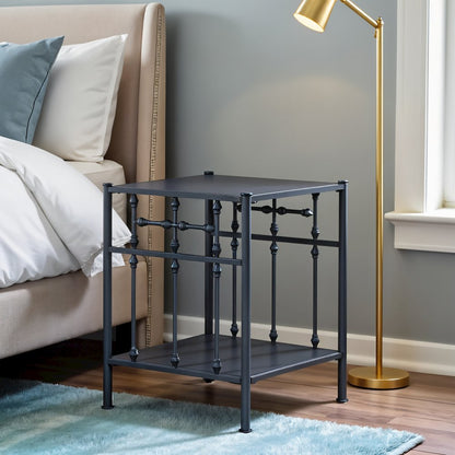 Navy Metal Nightstand – Stylish Metal Side Table for Bedroom or Living Room