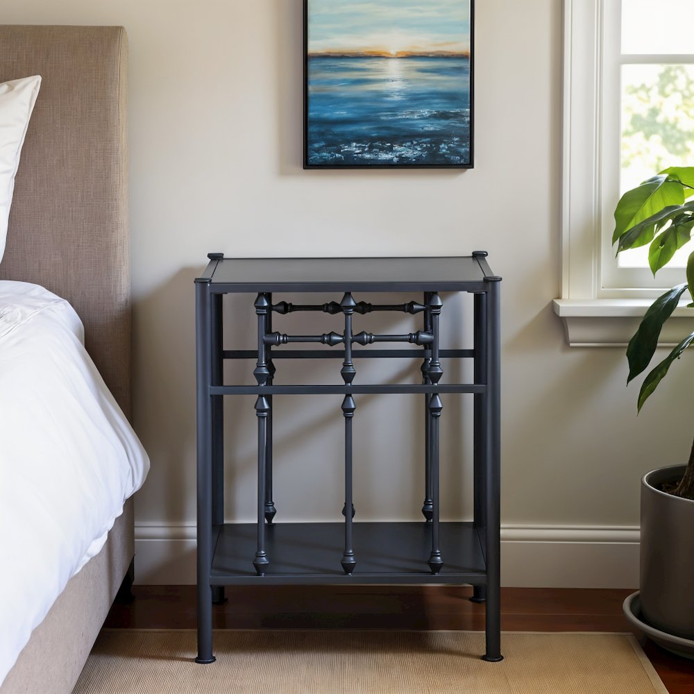 Navy Metal Nightstand – Stylish Metal Side Table for Bedroom or Living Room