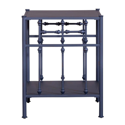 Navy Metal Nightstand – Stylish Metal Side Table for Bedroom or Living Room