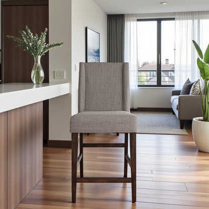 Brown Upholstered Counter Height Chairs – Wooden Bar Stools with Back