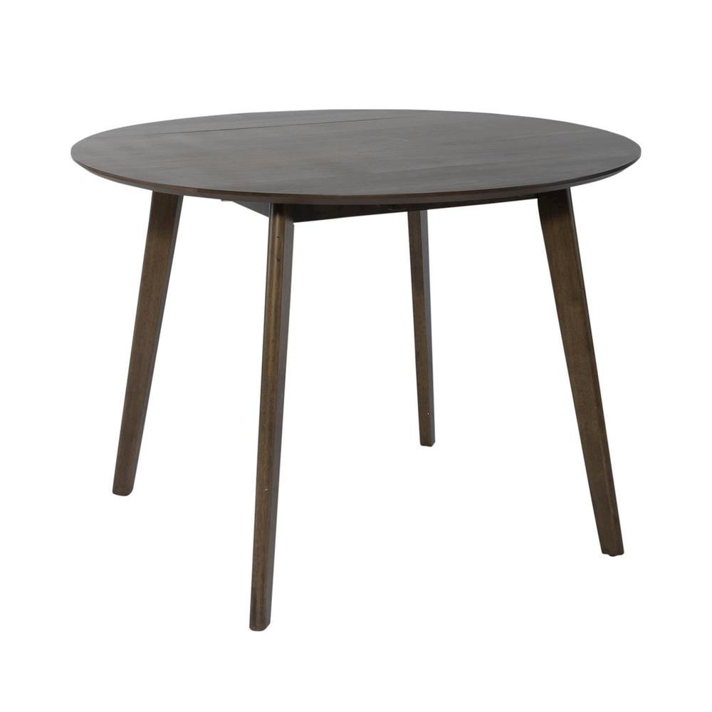 Round Dining Table with Drop Leaves – Small Round Kitchen Table in Brown