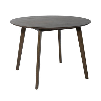 Round Dining Table with Drop Leaves – Small Round Kitchen Table in Brown