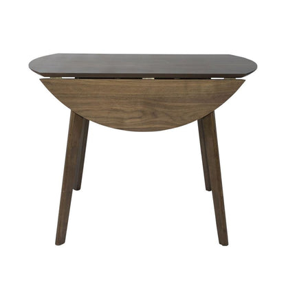 Round Dining Table with Drop Leaves – Small Round Kitchen Table in Brown