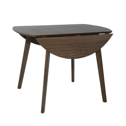 Round Dining Table with Drop Leaves – Small Round Kitchen Table in Brown