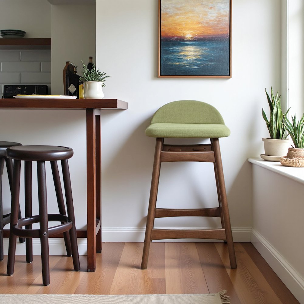 24 Inch Wooden Counter Chair with Back, Solid Wood Counter Stools