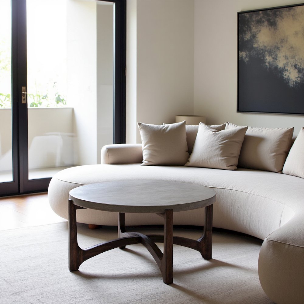 Brown Round Cocktail Table – Stylish Living Room Center Table for Living Room