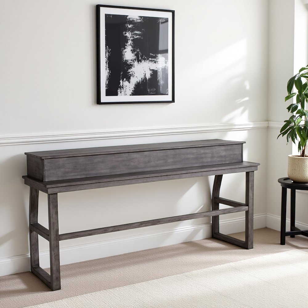 Gray Wooden Bar Table – Elegant Behind Couch Table for Living Spaces