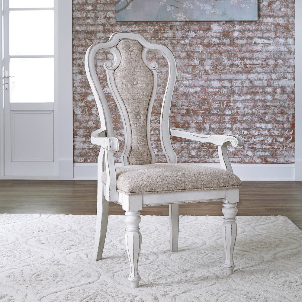 7 Piece Leg Table Dining Room Set with 6 Upholstered Side Chairs