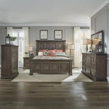 Big Valley King Panel Bed, Dresser & Mirror, Chest, Night Stand - Brownstone