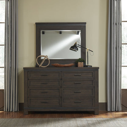 King Bookcase Bed, Dresser & Mirror in Rubberwood Solids and Mango Veneers