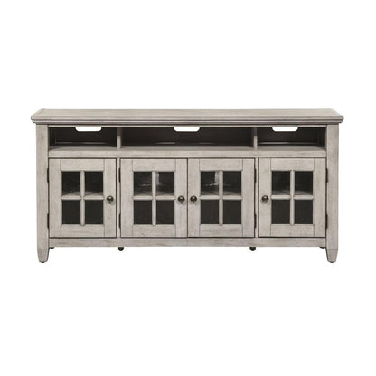 Heartland Entertainment TV Stand in Antique White w/ Tobacco Top
