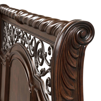 Arbor Place King California Sleigh Bed in Poplar Solids & Birch Veneers & Metal
