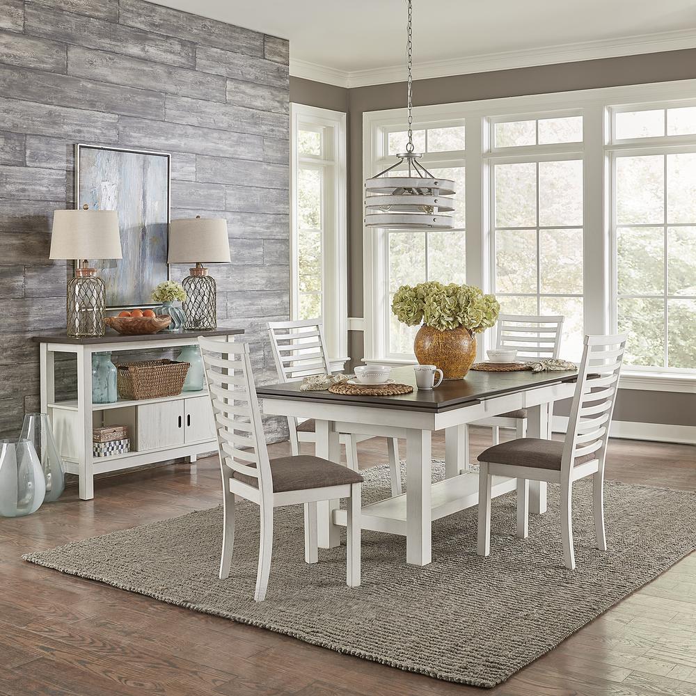 Brook Bay 5 Piece Trestle Table Set - Textured White Finish in White