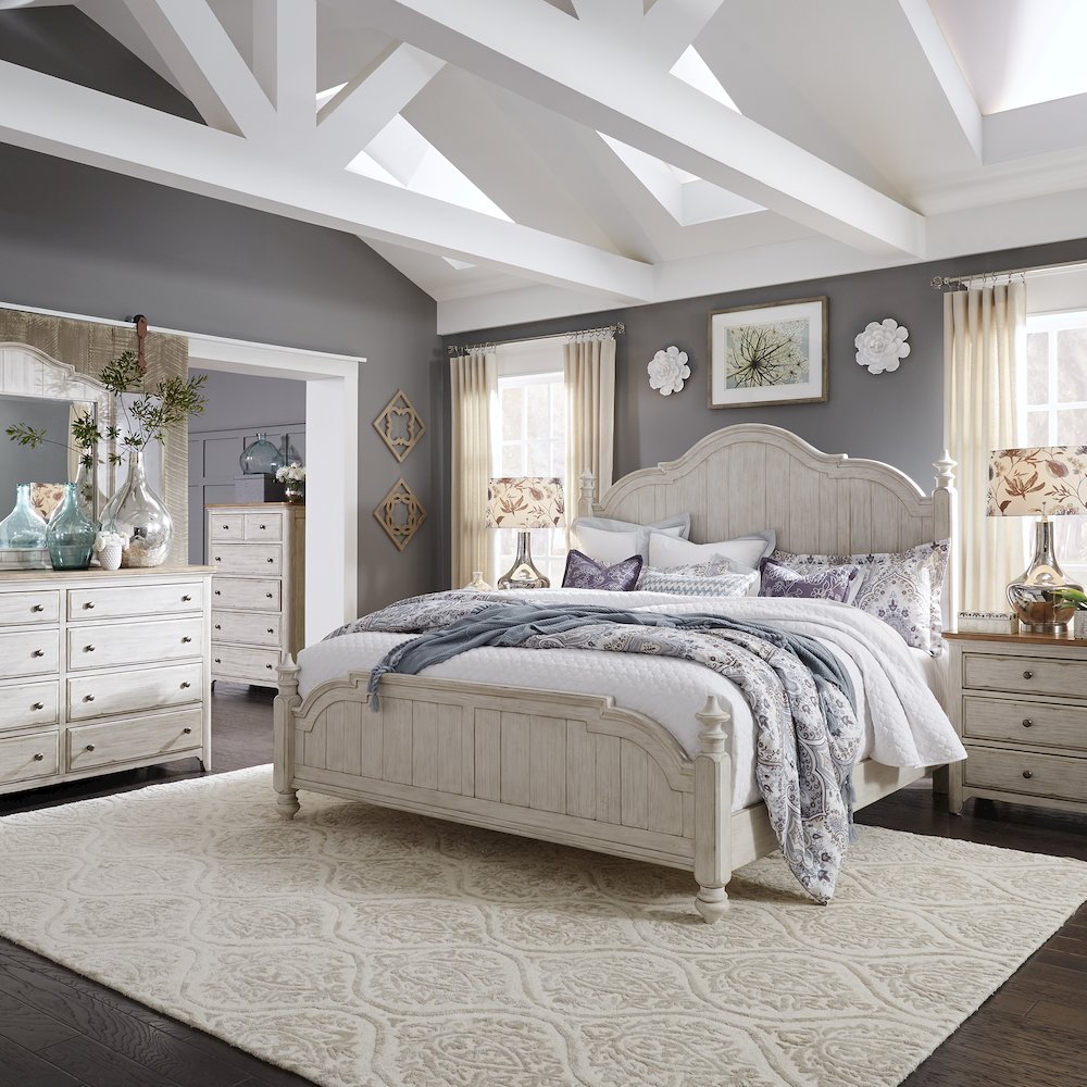 Farmhouse Reimagined King Poster Bed, Dresser & Mirror, Chest, Night Stand