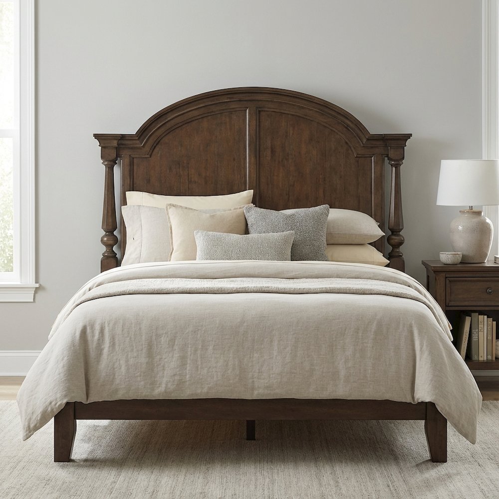 Cherry King Poster Bed Headboard Wood Construction Traditional Style
