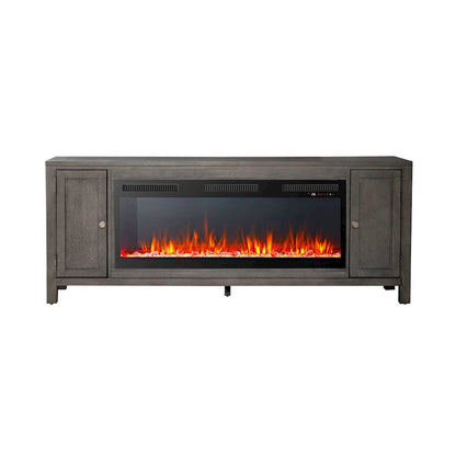 Heated LED Fireplace TV Consoles 78 Inch - Dusty Charcoal with Heavy Distressing