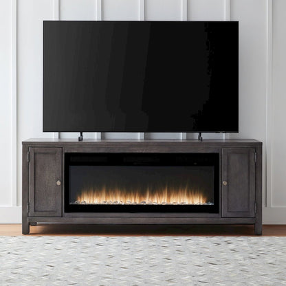 Heated LED Fireplace TV Consoles 78 Inch - Dusty Charcoal with Heavy Distressing