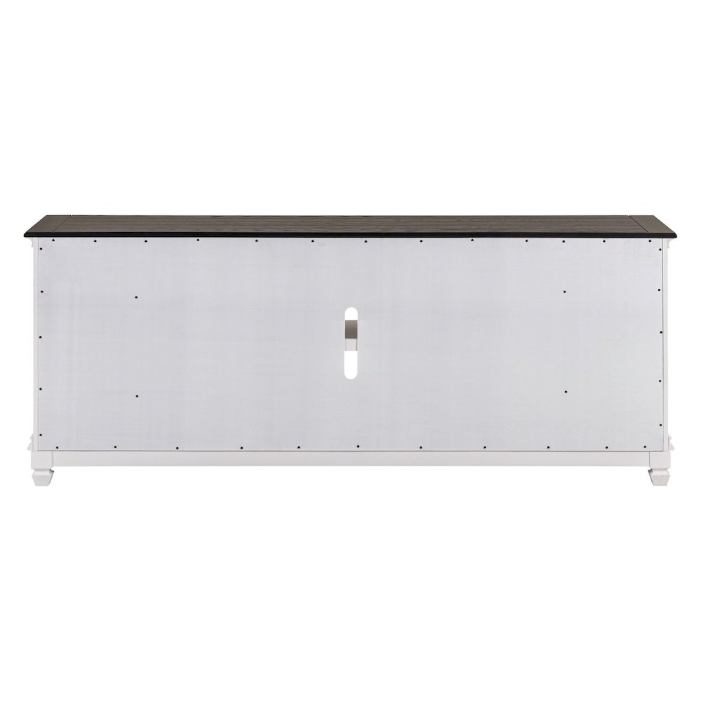 Heated LED Fireplace TV Consoles 80 Inch - Wirebrushed White with Charcoal Tops