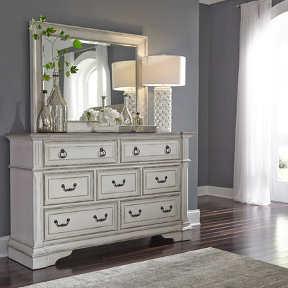 Abbey Park King California Sleigh Bed, Dresser & Mirror, Chest, Night Stand