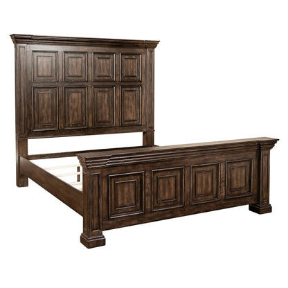 Big Valley King Panel Bed, Dresser & Mirror, Chest, Night Stand - Brownstone