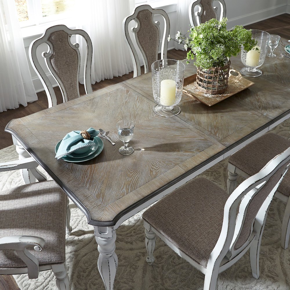 5 Piece Rectangular Table Set in Rubberwood Solids w/ White Oak & Birch Veneers