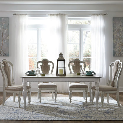 5 Piece Rectangular Table Set in Rubberwood Solids w/ White Oak & Birch Veneers