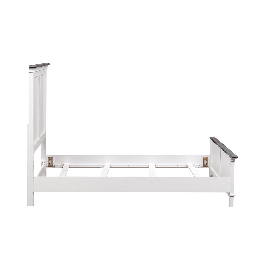 Full Panel Bed in Poplar & Rubberwood Solids w/ Cathedral White Oak Tops