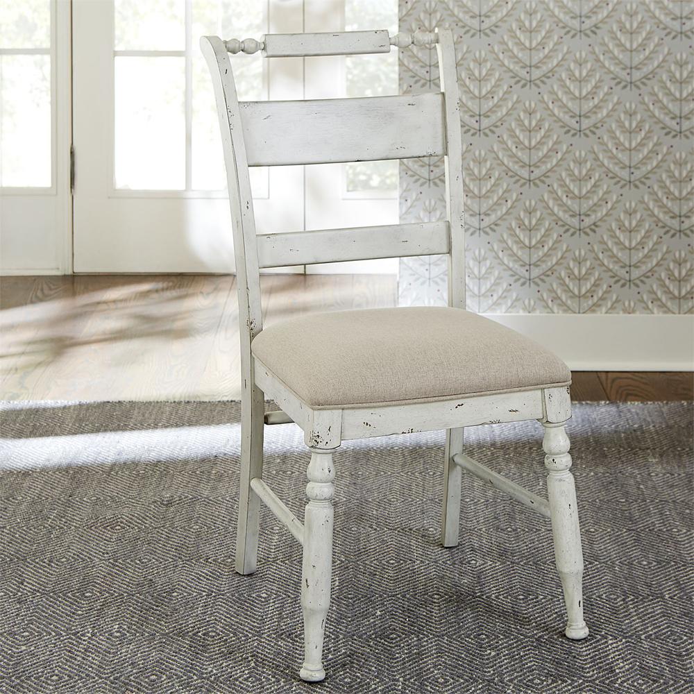 Whitney Slat Back Side Chair (RTA) in Antique Linen w/ Weathered Gray