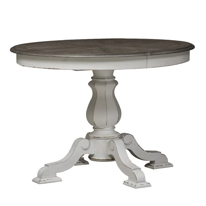 Opt 5 Piece Pedestal Table Set in Rubberwood Solids w/ White Oak & Birch Veneers