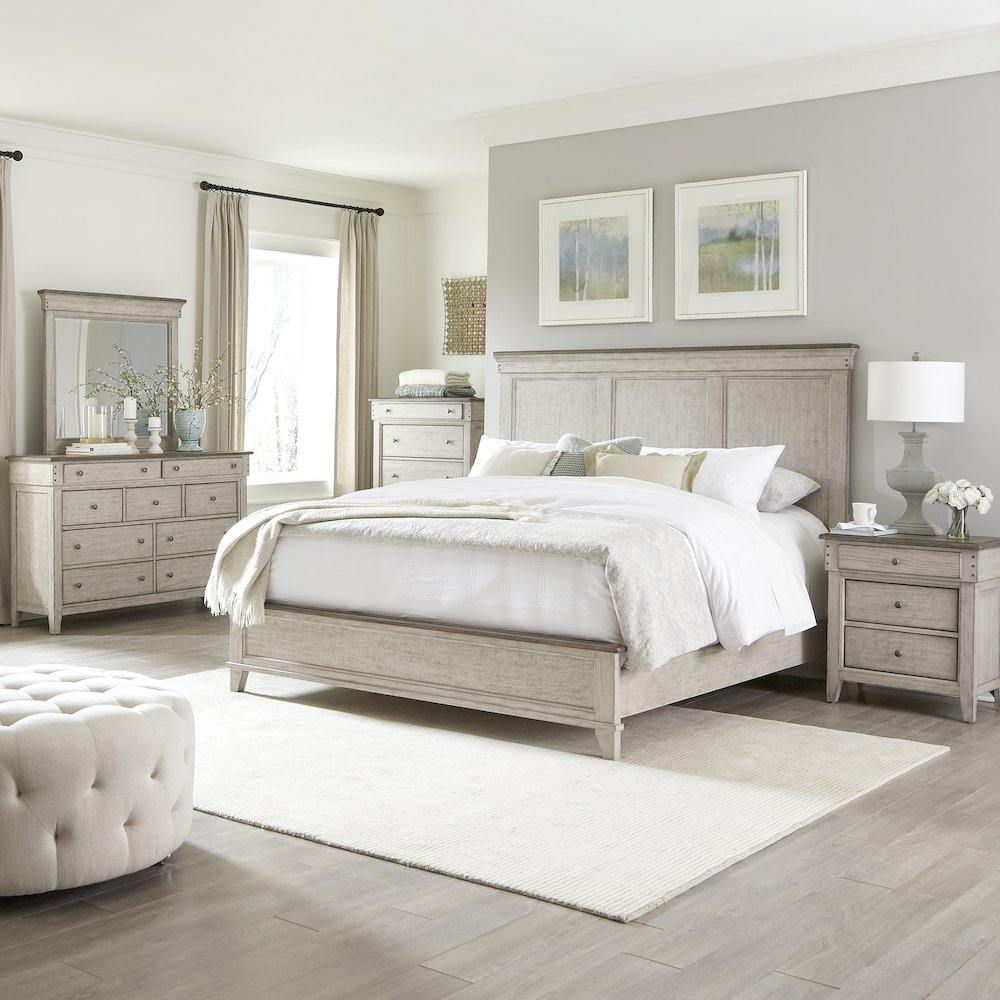 Ivy Hollow Queen Panel Bed, Dresser & Mirror, Chest, Night Stand