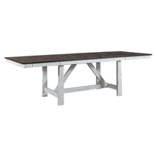Farmhouse Optional 7 Piece Trestle Table Set in Two Tone White w/ Wood Tone Top