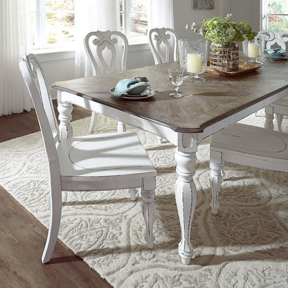 7 Piece Leg Table Dining Room Set with 6 Wood Side Chairs