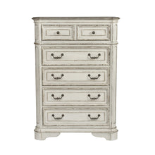 Queen Upholstered Bed, Dresser & Mirror, Chest, Night Stand - Antique White