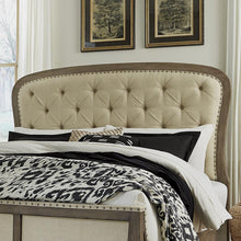 Americana Farmhouse Queen Tufted Panel Headboard in Dusty Taupe