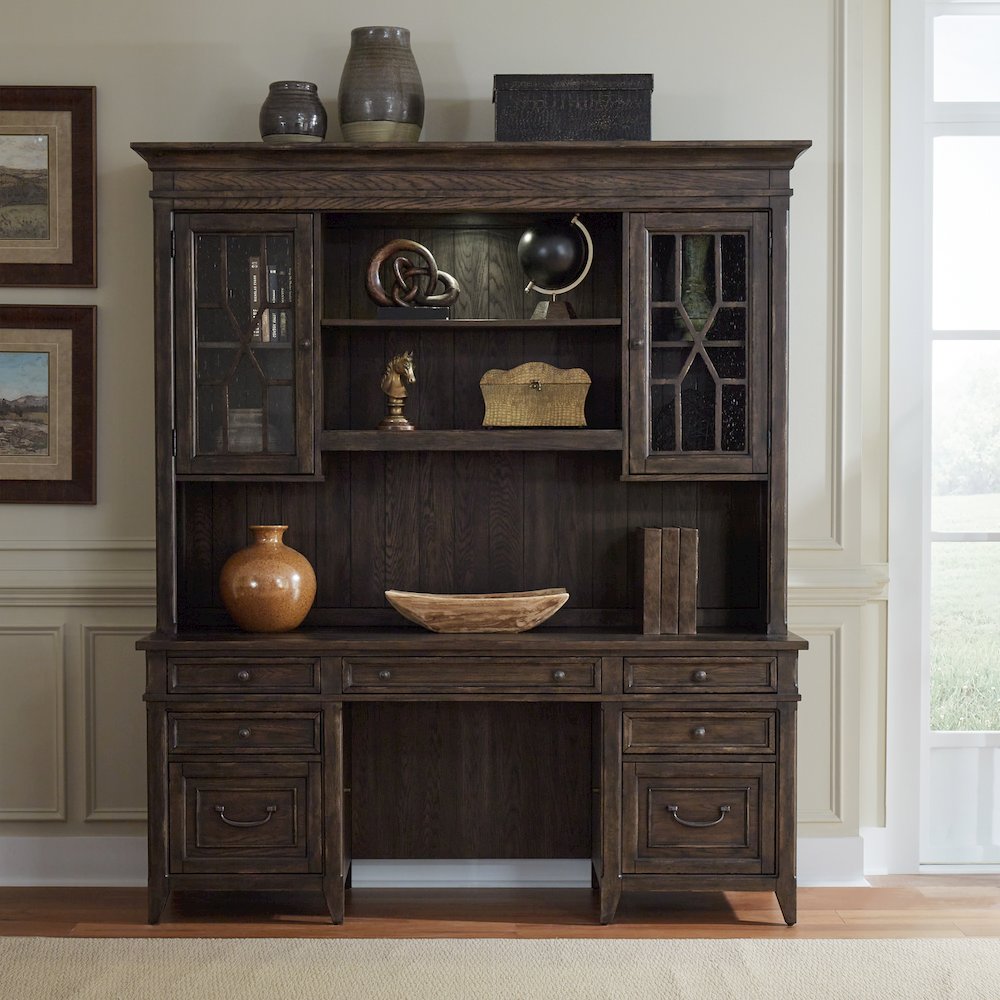 Credenza & Hutch in Rubberwood Solids w/ Split Heart White Oak Veneers